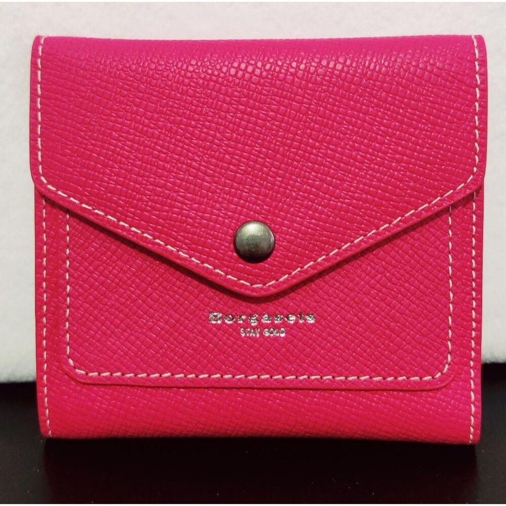 Borgasets Small Wallet Women Genuine Leather RFID Blocking Card (Rose) NEW